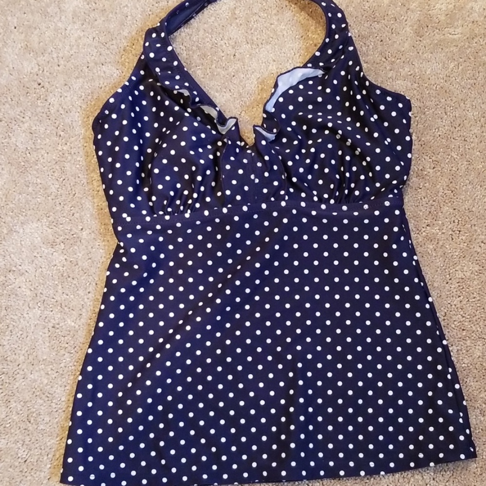34F polka dot halter tankini by Pour moi?
